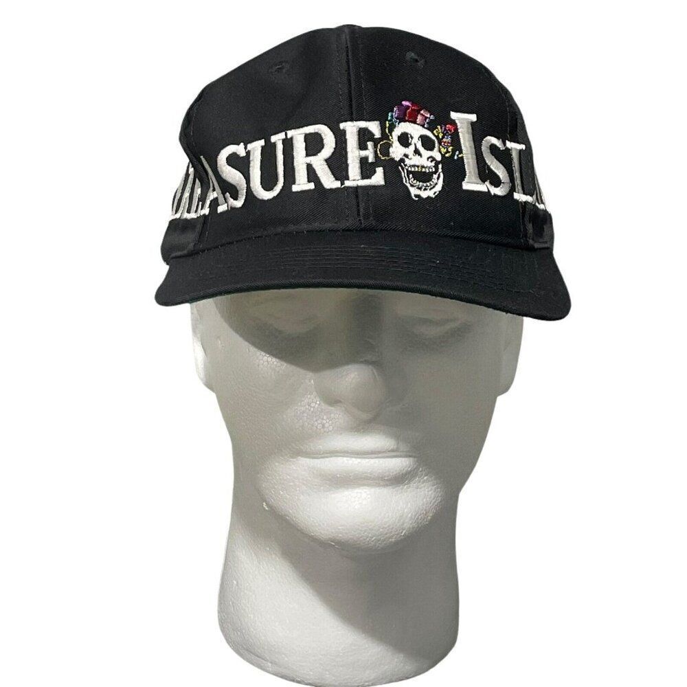 Vintage Treasure Island Adjustable Big Print SnapBack Black Hat 90’s Very Rare